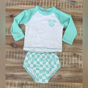 (3/$15) Disney Baby Mickey bathing suit 6-9 months Infant 2 piece Swimsuit set